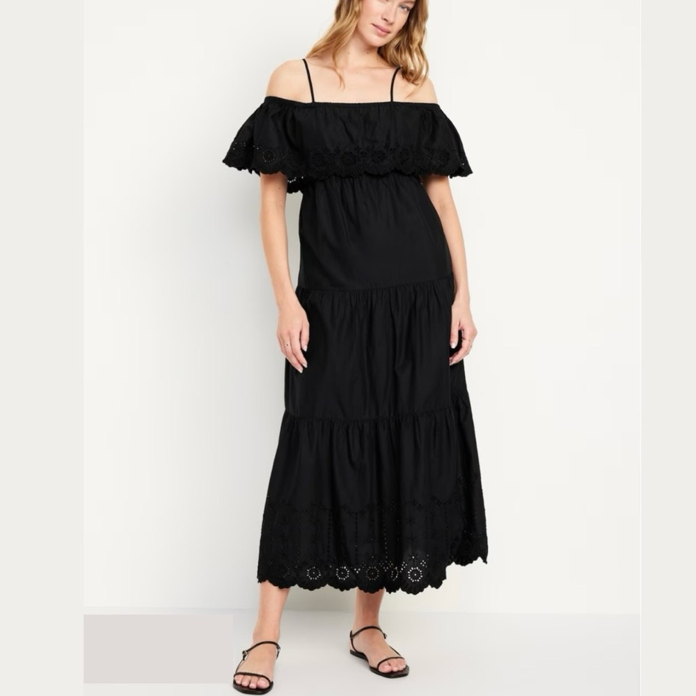 Old Navy Women’s Black Cold Shoulder Maxi Swing Dress - NWT